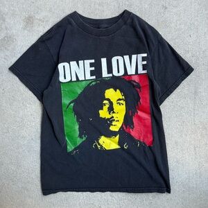 Vintage Bob Marley Y2K Black Men’s One Love Tshirt S 18x25